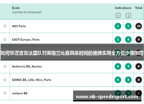 如何快速查询法国队对英格兰比赛具体时间的便捷实用全方位步骤指南